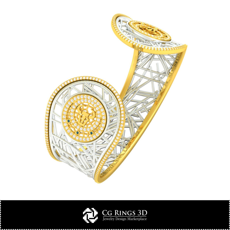 3D CAD Women's Taurus Zodiac Bracelet Home,  Jewelry 3D CAD, Bracelets 3D CAD , 3D Diamond Bracelets, 3D Bracelets, 3D Cuff Brac