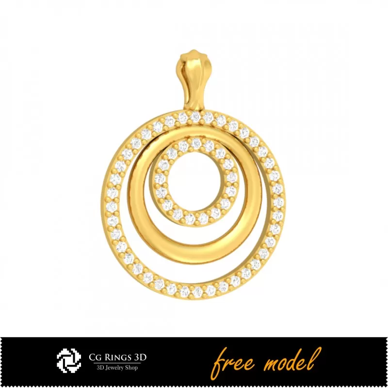 3D Pendant With Diamonds-Free 3D Model