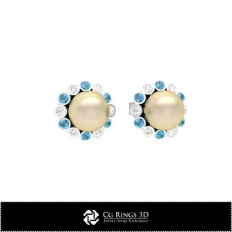 3D CAD Children Earrings Home, Bijuterii 3D , Cercei 3D CAD, Cercei Copii 3D, Cercei cu Perle 3D 