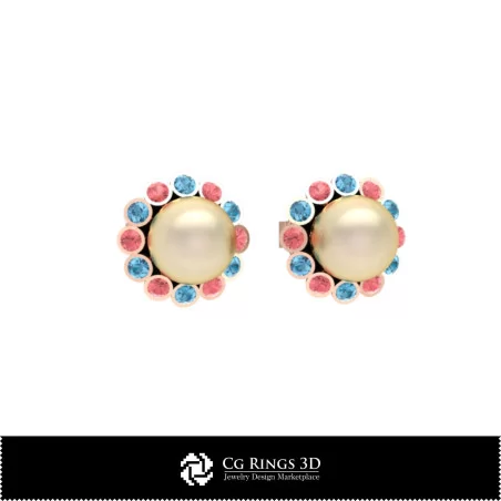 3D CAD Children Earrings Home, Bijuterii 3D , Cercei 3D CAD, Cercei Copii 3D, Cercei cu Perle 3D 