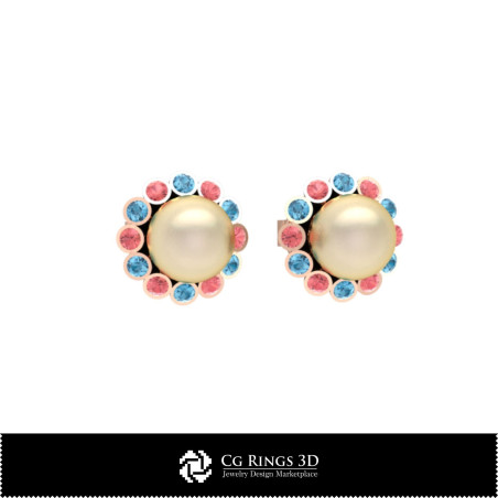 3D CAD Children Earrings Home,  Jewelry 3D CAD, Earrings 3D CAD , 3D Children Earrings, 3D Pearl Earrings