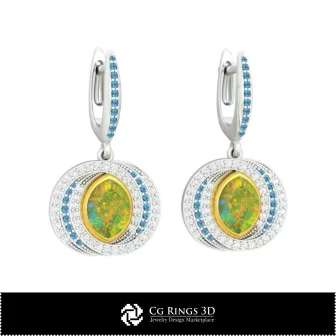 3D CAD Opal Earrings Home, Bijuterii 3D , Cercei 3D CAD, Cercei cu Diamante 3D, Cercei Picatura 3D, Cercei cu Opal 3D 