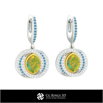 3D CAD Opal Earrings Home,  Jewelry 3D CAD, Earrings 3D CAD , 3D Diamond Earrings, 3D Drop Earrings, 3D Opal Earrings