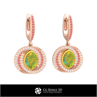 3D CAD Opal Earrings Home, Bijoux 3D CAO, Boucles D'oreilles 3D CAO, Boucles D'oreilles Diamant 3D, Boucles D'oreilles 3D , Bouc