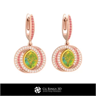 3D CAD Opal Earrings Home, Jewelry 3D CAD, Earrings 3D CAD , 3D Diamond Earrings, 3D Drop Earrings, 3D Opal Earrings