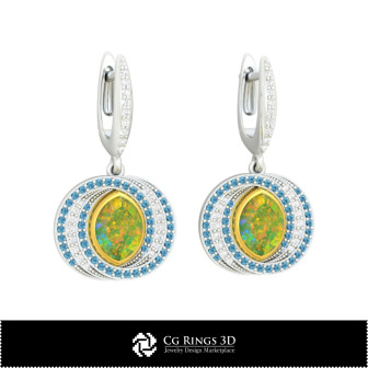 3D CAD Opal Earrings Home, Bijoux 3D CAO, Boucles D'oreilles 3D CAO, Boucles D'oreilles Diamant 3D, Boucles D'oreilles 3D , Bouc