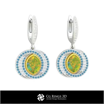 3D CAD Opal Earrings Home, Bijuterii 3D , Cercei 3D CAD, Cercei cu Diamante 3D, Cercei Picatura 3D, Cercei cu Opal 3D 