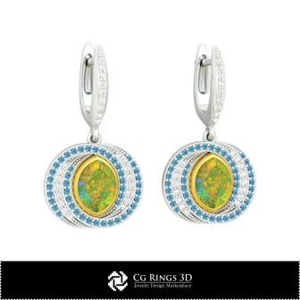 3D CAD Opal Earrings Home,  Jewelry 3D CAD, Earrings 3D CAD , 3D Diamond Earrings, 3D Drop Earrings, 3D Opal Earrings