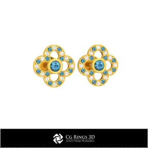 3D CAD Children Earrings Home,  Jewelry 3D CAD, Earrings 3D CAD , 3D Diamond Earrings, 3D Children Earrings