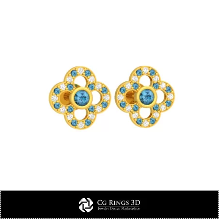 3D CAD Children Earrings Home, Bijuterii 3D , Cercei 3D CAD, Cercei cu Diamante 3D, Cercei Copii 3D