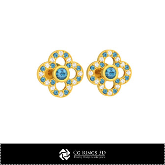 3D CAD Children Earrings Home, Bijuterii 3D , Cercei 3D  CAD, Cercei cu Diamante 3D, Cercei Copii 3D