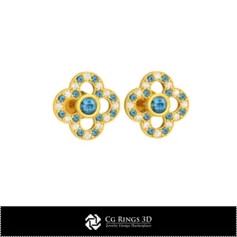 Orecchini per bambini in CAD 3D, Gioielli CAD 3D, Orecchini CAD 3D, Orecchini con diamante 3D, Orecchini per bambini 3D