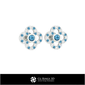 3D CAD Children Earrings Home, Bijuterii 3D , Cercei 3D  CAD, Cercei cu Diamante 3D, Cercei Copii 3D