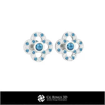 3D CAD Children Earrings Home, Bijuterii 3D , Cercei 3D CAD, Cercei cu Diamante 3D, Cercei Copii 3D