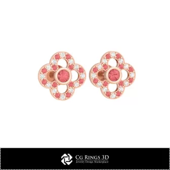 3D CAD Children Earrings Home, Bijoux 3D CAO, Boucles D'oreilles 3D CAO, Boucles D'oreilles Diamant 3D, Boucles D'oreilles Enfan