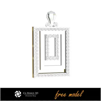 Colgante 3D con diamantes - Modelo 3D gratuito para el hogar, CAD 3D de joyería, joyería 3D gratuita, CAD 3D de colgantes,