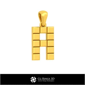 3D CAD Pendant With Letter A Home, Jewelry 3D CAD, Pendants 3D CAD , 3D Letter Pendants