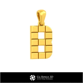 3D CAD Pendant With Letter B Home,  Jewelry 3D CAD, Pendants 3D CAD , 3D Letter Pendants