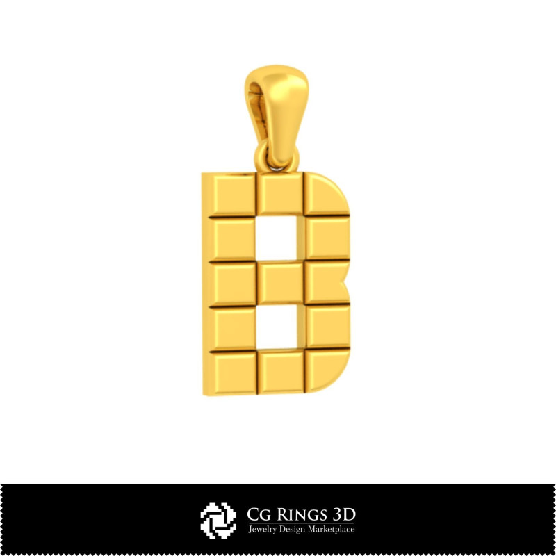 3D CAD Pendant With Letter B Home, Bijoux 3D CAO, Pendentifs 3D CAO, Pendentifs Lettre 3D