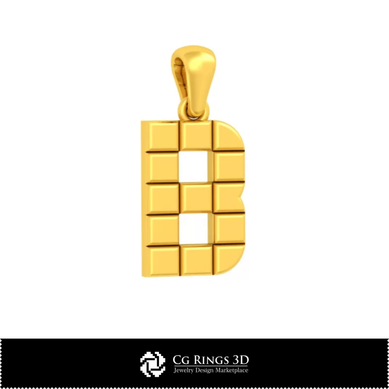 3D CAD Pendant With Letter B Home, Bijoux 3D CAO, Pendentifs 3D CAO, Pendentifs Lettre 3D