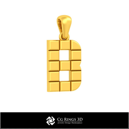 3D CAD Pendant With Letter B Home, Bijoux 3D CAO, Pendentifs 3D CAO, Pendentifs Lettre 3D