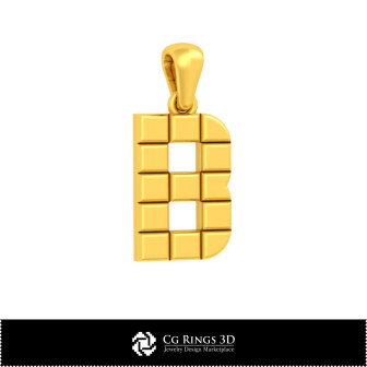 3D CAD Pendant With Letter B Home,  Jewelry 3D CAD, Pendants 3D CAD , 3D Letter Pendants