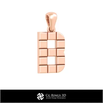 Ciondolo 3D CAD con lettera B Casa, Gioielli 3D CAD, Ciondoli 3D CAD, Ciondoli con lettera 3D