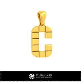 3D CAD Pendant With Letter C Home, Jewelry 3D CAD, Pendants 3D CAD , 3D Letter Pendants