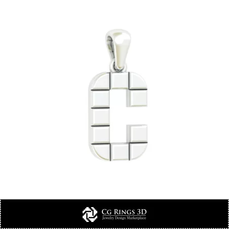 3D CAD Pendant With Letter C