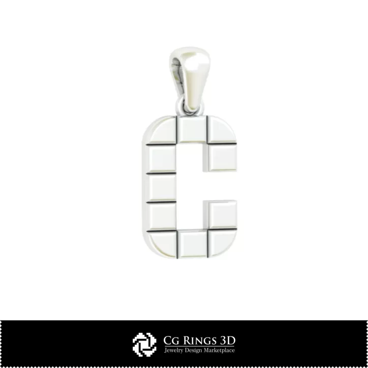 Ciondolo 3D CAD con lettera C