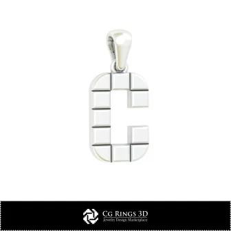 3D CAD Pendant With Letter C Home, Bijoux 3D CAO, Pendentifs 3D CAO, Pendentifs Lettre 3D