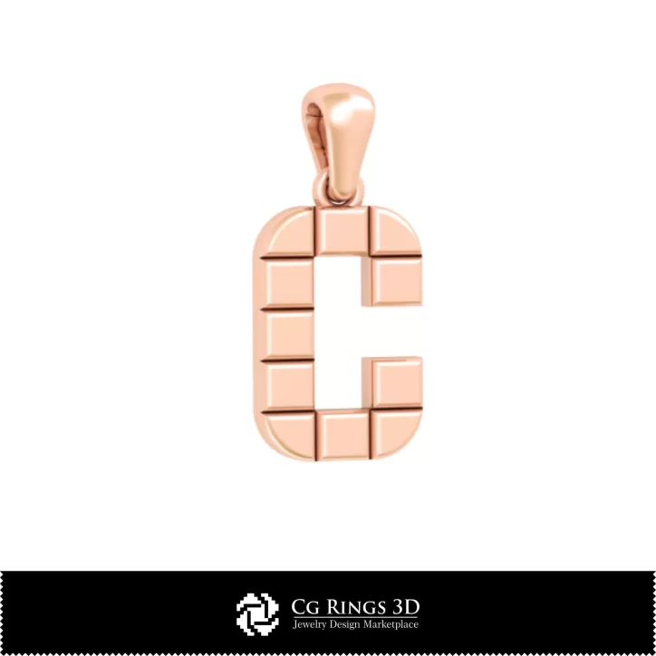 Ciondolo 3D CAD con lettera C