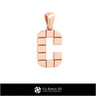 Pendentif 3D CAO avec lettre C Maison, Bijoux 3D CAO, Pendentifs 3D CAO, Pendentifs lettre 3D