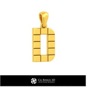 3D CAD Pendant With Letter D Home, Bijoux 3D CAO, Pendentifs 3D CAO, Pendentifs Lettre 3D