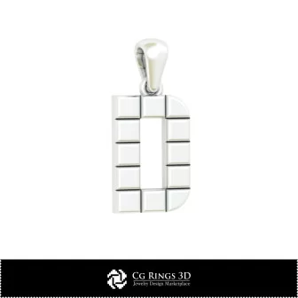 3D CAD Pendant With Letter D Home, Bijuterii 3D , Pandative 3D CAD, Pandativ cu Litere 3D 