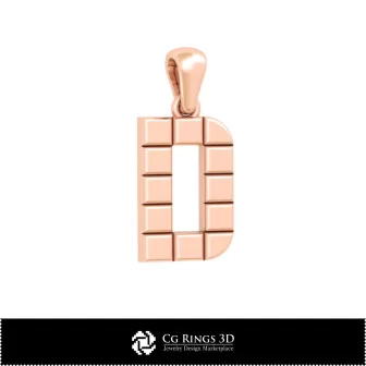 3D CAD Pendant With Letter D Home, Bijoux 3D CAO, Pendentifs 3D CAO, Pendentifs Lettre 3D