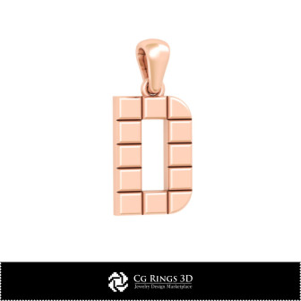 3D CAD Pendant With Letter D Home,  Jewelry 3D CAD, Pendants 3D CAD , 3D Letter Pendants
