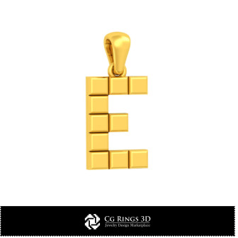 3D CAD Pendant With Letter E Home, Bijoux 3D CAO, Pendentifs 3D CAO, Pendentifs Lettre 3D