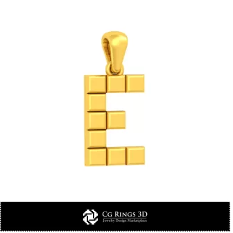 Pendentif 3D CAO avec lettre E Maison, Bijoux 3D CAO, Pendentifs 3D CAO, Pendentifs lettre 3D
