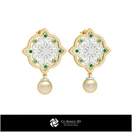 3D Earrings  With Pearls Home, Bijoux 3D CAO, Boucles D'oreilles 3D CAO, Boucles D'oreilles en Perles 3D 