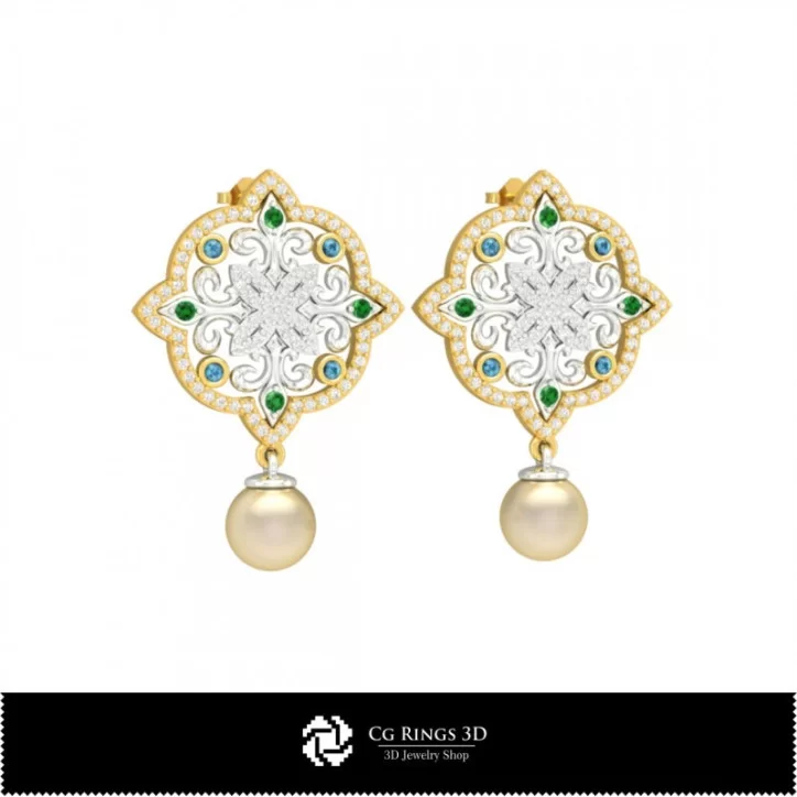 3D Earrings With Pearls