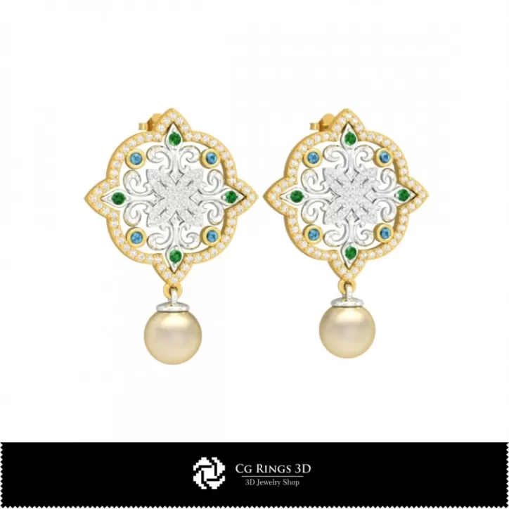 Boucles d'oreilles 3D avec perles Boucles d'oreilles 3D avec perles