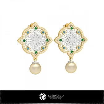 3D Earrings With Pearls Home, Bijoux 3D CAO, Boucles D'oreilles 3D CAO, Boucles D'oreilles en Perles 3D 