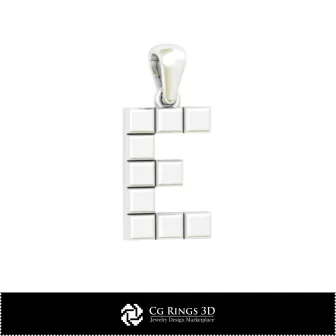 Pendentif 3D CAO avec lettre E Maison, Bijoux 3D CAO, Pendentifs 3D CAO, Pendentifs lettre 3D
