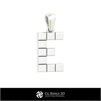Pendentif 3D CAO avec lettre E Maison, Bijoux 3D CAO, Pendentifs 3D CAO, Pendentifs lettre 3D