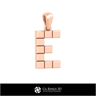 Colgante 3D CAD con letra E para el hogar, Joyería 3D CAD, Colgantes 3D CAD, Colgantes con letra 3D