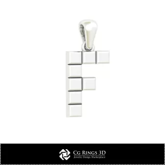 Pendentif 3D CAO avec lettre F pour la maison, Bijoux 3D CAO, Pendentifs 3D CAO, Pendentifs lettre 3D