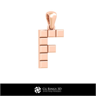 3D CAD Pendant With Letter F Home,  Jewelry 3D CAD, Pendants 3D CAD , 3D Letter Pendants