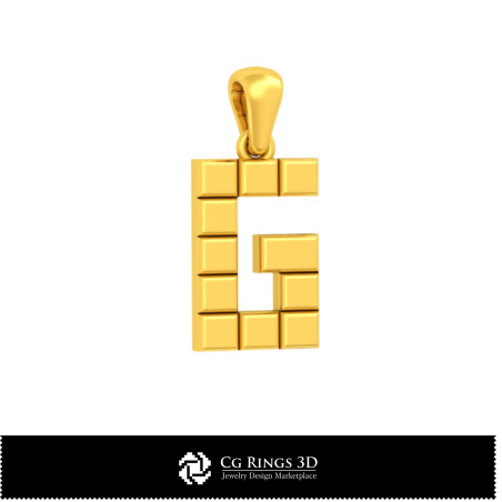 3D CAD Pendant With Letter G Home, Bijoux 3D CAO, Pendentifs 3D CAO, Pendentifs Lettre 3D