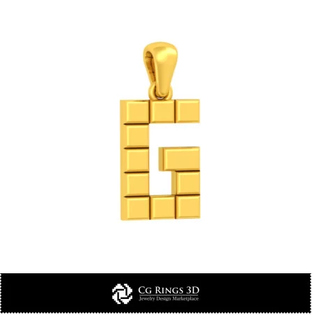 3D CAD Pendant With Letter G Home, Bijuterii 3D , Pandative 3D CAD, Pandativ cu Litere 3D 